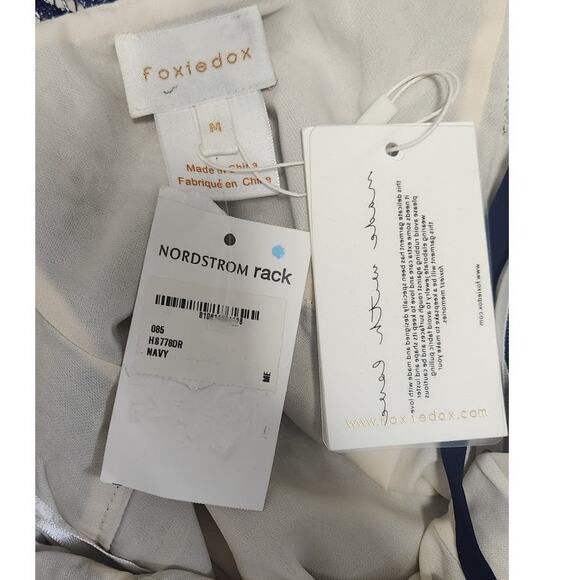 Foxiedox Daleyza Open Back Lace Navy Blue Midi Dress Medium - Picture 13 of 14